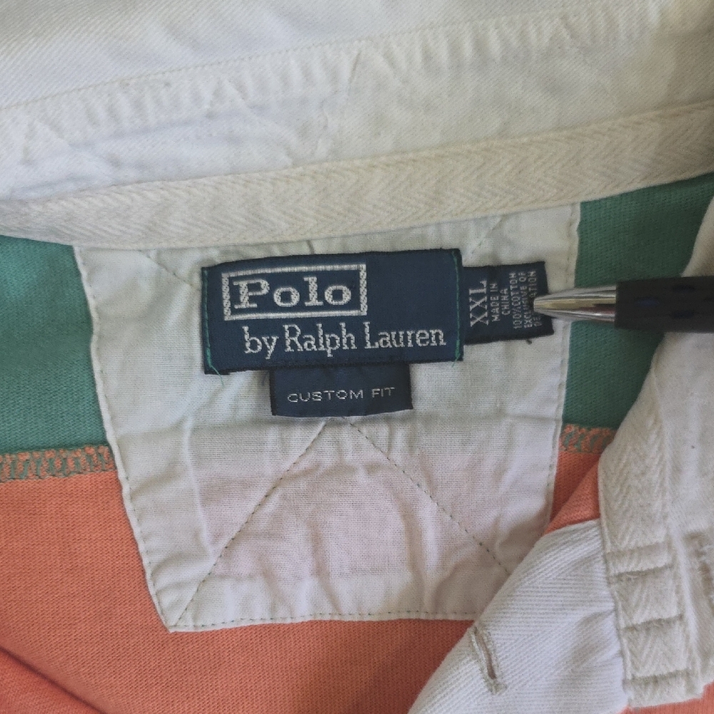 Vintage Polo Ralph Lauren Orange and Green Yacht Rugby - Picture 2 of 7